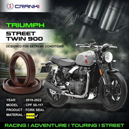Crank1 Fork Oil Seals Pair For Triumph Street Twin 900 (2019-2022) - CPF55-117