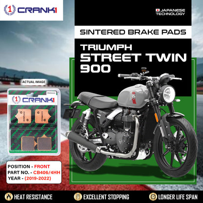 Crank1 Sintered Brake Pads For Triumph Street Twin 900 (2019-2022) - Front - CB406/4