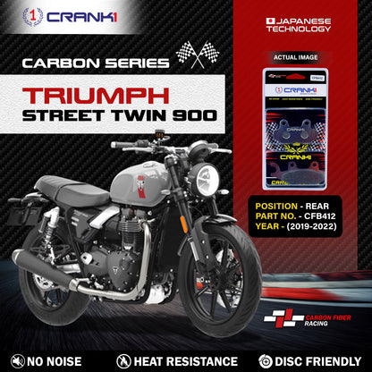 Crank1 Carbon Brake Pads For Triumph Street Twin 900 (2019-2022) - Rear - CFB412