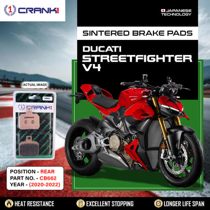 Crank1 Sintered Brake Pads For Ducati Streetfighter V4 (2020-2022) - Rear - CB662