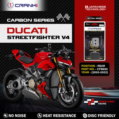 Crank1 Carbon Brake Pads For Ducati Streetfighter V4 (2020-2022) - Rear - CFB662
