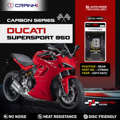 Crank1 Carbon Brake Pads For Ducati SuperSport 950 (2017-2021) - Rear - CFB662