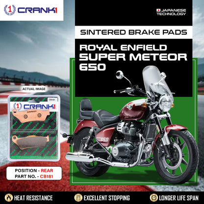 Crank1 Sintered Brake Pads For Royal Enfield Super Meteor 650 - Rear - CB181