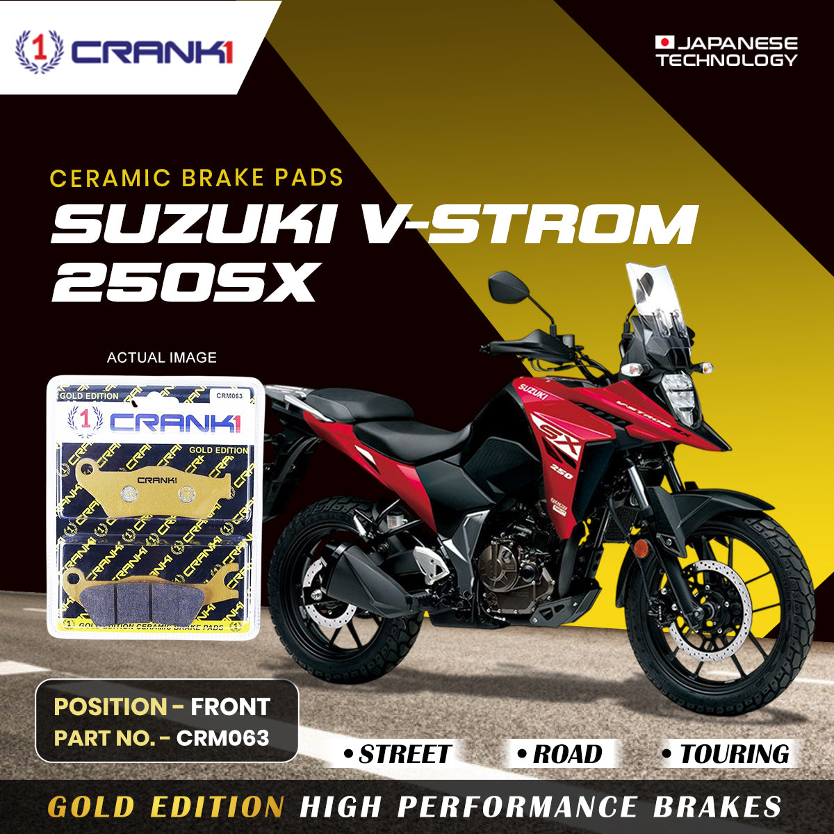 Crank1 Ceramic Brake Pads For Suzuki V-Strom 250SX - Front - CRM063