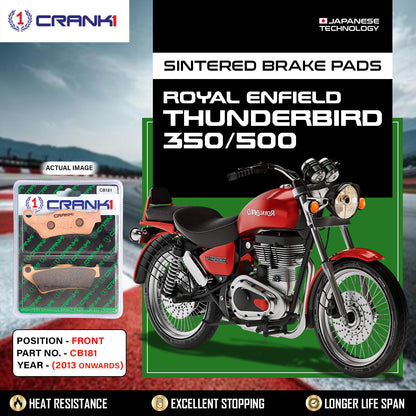 Crank1 Sintered Brake Pads For Royal Enfield Thunderbird 350/500 (2013 Onwards)  - Front - CB181