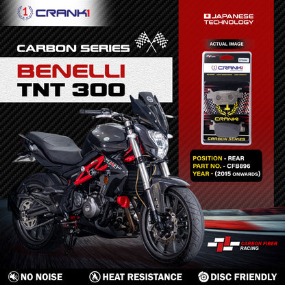 Crank1 Carbon Brake Pads For Benelli TNT 300 (2015 Onwards) - Rear - CFB896
