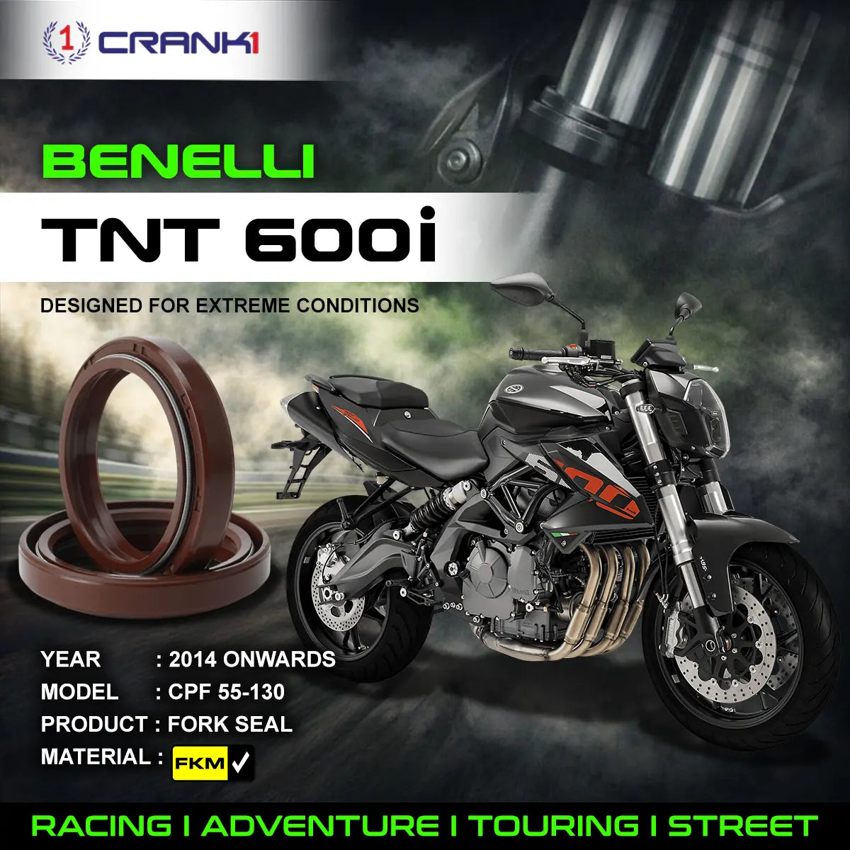 Crank1 Fork Oil Seals Pair For Benelli TNT 600i (2014 Onwards) - CPF55-130