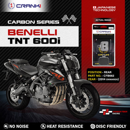 Crank1 Carbon Brake Pads For Benelli TNT 600i (2014 Onwards) - Rear - CFB662