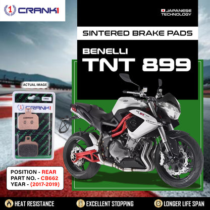 Crank1 Sintered Brake Pads For Benelli TNT 899 (2017-2019) - Rear - CB662
