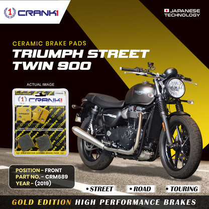 Crank1 Ceramic Brake Pads For Triumph Street Twin 900 (2019) - Front - CRM689 - 2 Sets