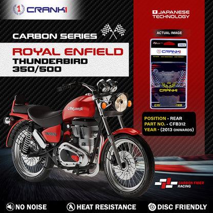 Crank1 Carbon Brake Pads For Royal Enfield Thunderbird 350/500 (2013 Onwards) - Rear - CFB312