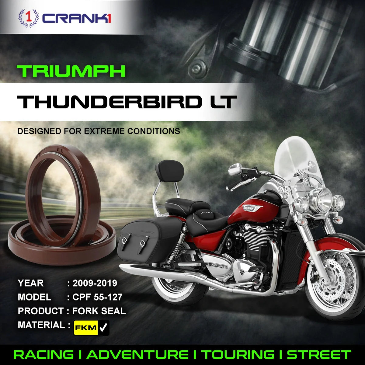 Crank1 Fork Oil Seals Pair For Triumph Thunderbird LT (2009-2019) - CPF55-127