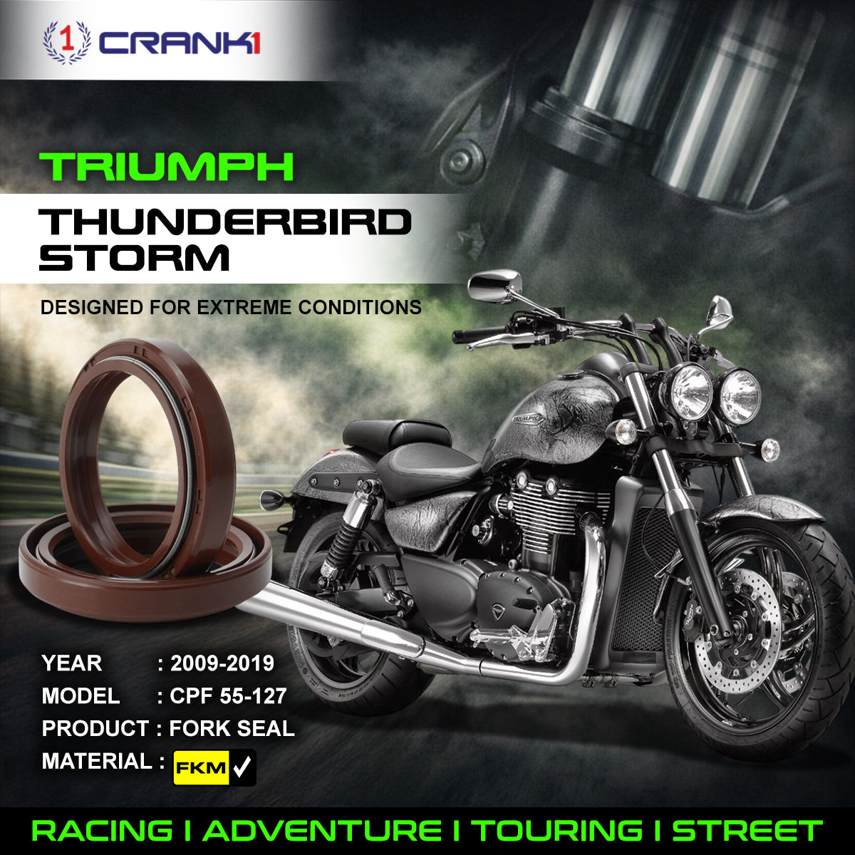 Crank1 Fork Oil Seals Pair For Triumph Thunderbird Storm (2009-2019) - CPF55-127