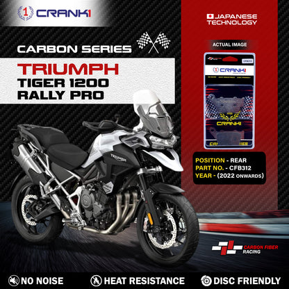 Crank1 Carbon Brake Pads For Triumph Tiger 1200 Rally Pro (2022 Onwards) - Rear - CFB312