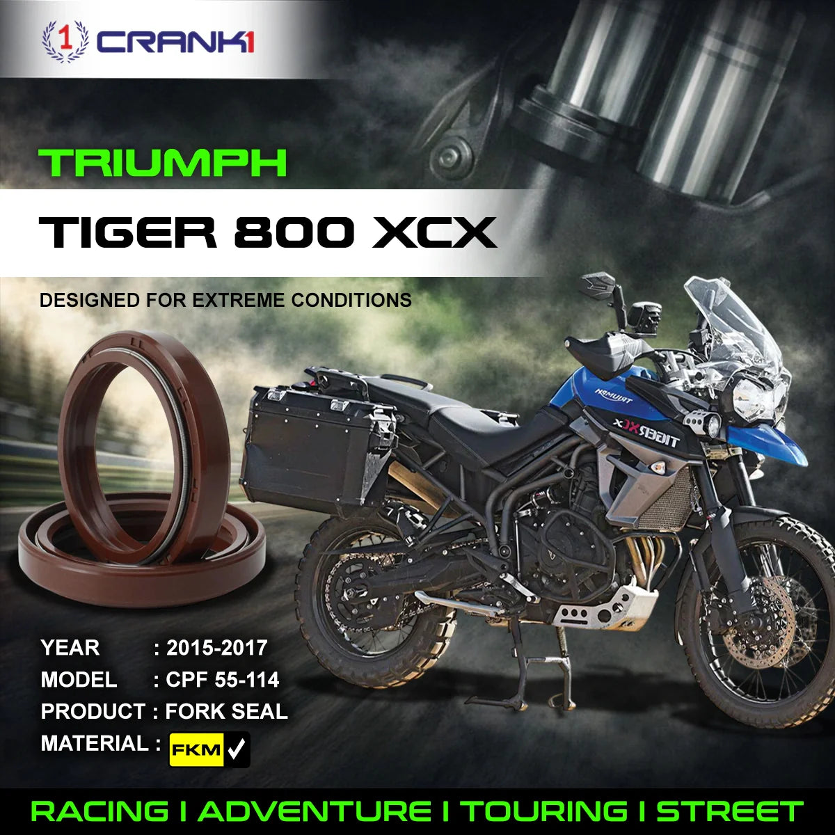 Crank1 Fork Oil Seals Pair For Triumph Tiger 800 XCX (2015-2017) - CPF55-114