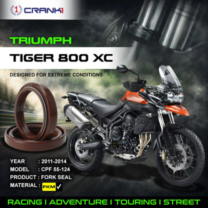 Crank1 Fork Oil Seals Pair For Triumph Tiger 800 XC (2011-2014) - CPF55-124