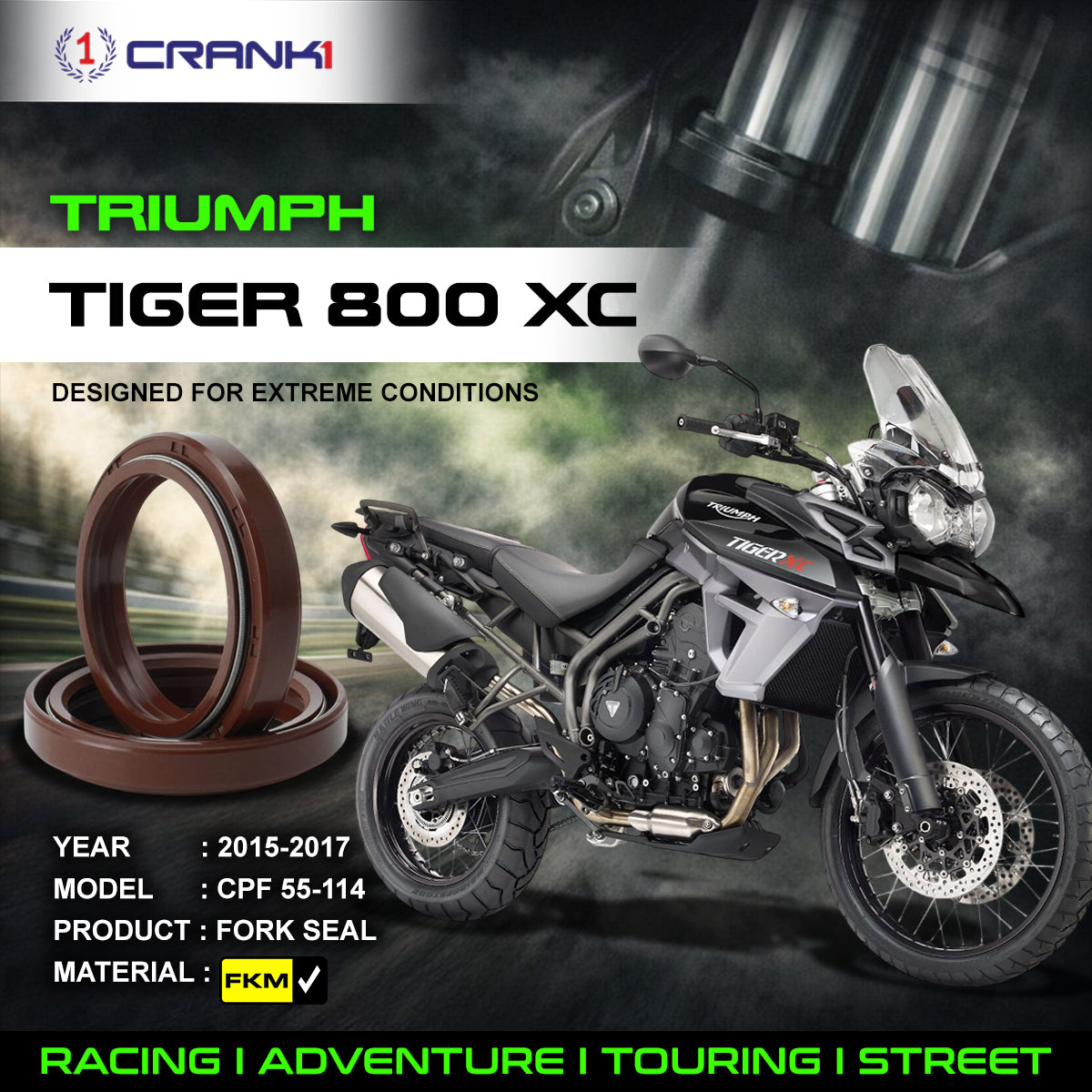 Crank1 Fork Oil Seals Pair For Triumph Tiger 800 XC (2015-2017) - CPF55-114
