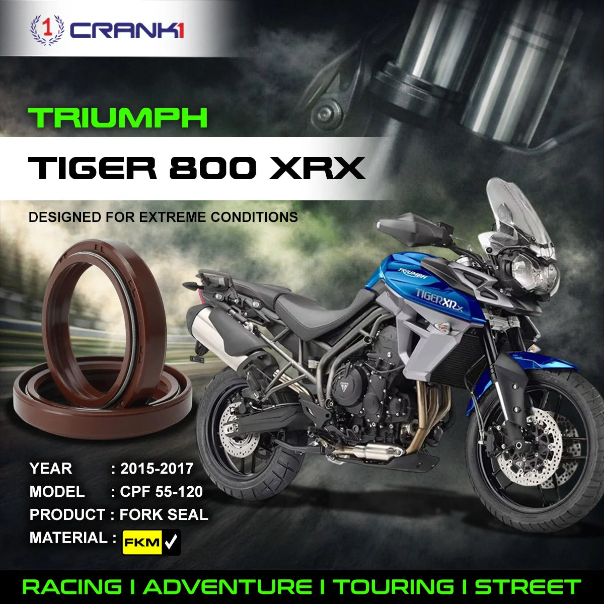 Crank1 Fork Oil Seals Pair For Triumph Tiger 800 XRX (2015-2017) - CPF55-120