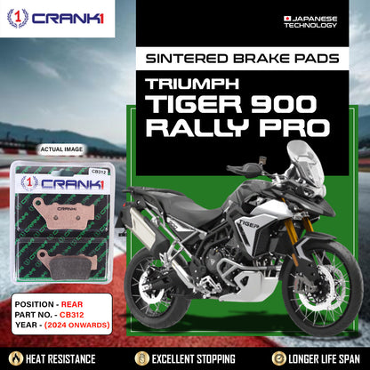 Crank1 Sintered Brake Pads For Triumph Tiger 900 Rally Pro (2024 Onwards) - Rear - CB312