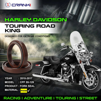 Crank1 Fork Oil Seals Pair For Harley Davidson Touring Road King (2015-2017) - CPF55-129