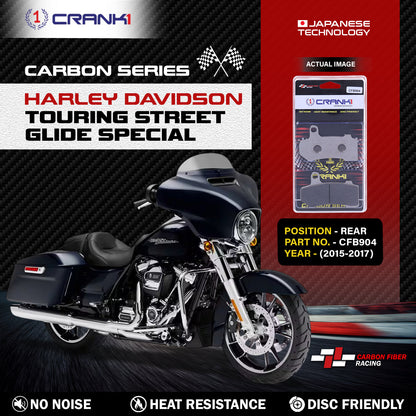Crank1 Carbon Brake Pads For Harley Davidson Touring Street Glide Special (2015-2017) - Rear - CFB904