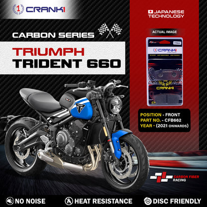 Crank1 Carbon Brake Pads For Triumph Trident 660 (2021 Onwards) - Front - CFB622 - 2 Sets