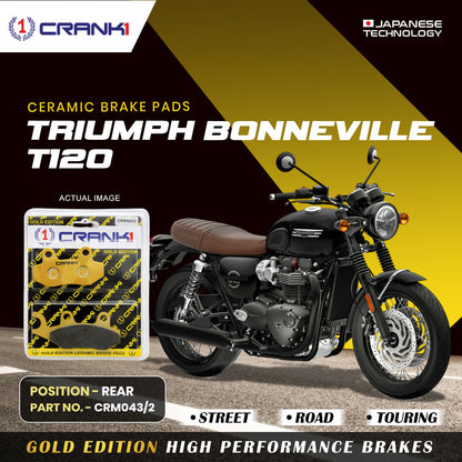 Crank1 Ceramic Brake Pads For Triumph Bonneville T120 - Rear - CRM043/2