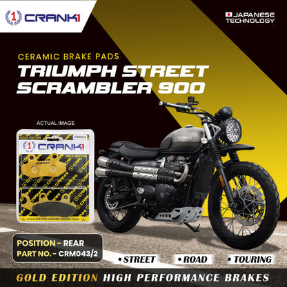 Crank1 Ceramic Brake Pads For Triumph Street Scrambler 900 - Rear - CRM043/2