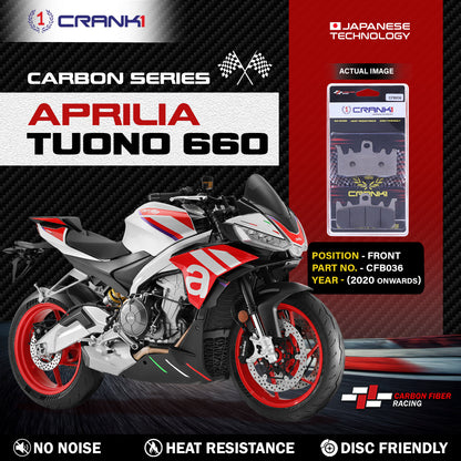 Crank1 Carbon Brake Pads For Aprilia Tuono 660 (2020 Onwards) - Front - CFB036 - 2 Sets