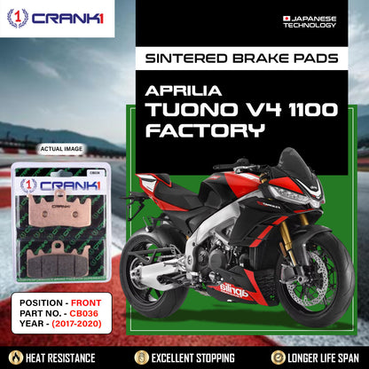 Crank1 Sintered Brake Pads For Aprilia Tuono V4 1100 Factory (2017-2020) - Front - CB036 - 2 Sets