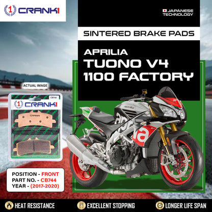 Crank1 Sintered Brake Pads For Aprilia Tuono V4 1100 Factory (2017-2020) - Front - CB744 - 2 Sets