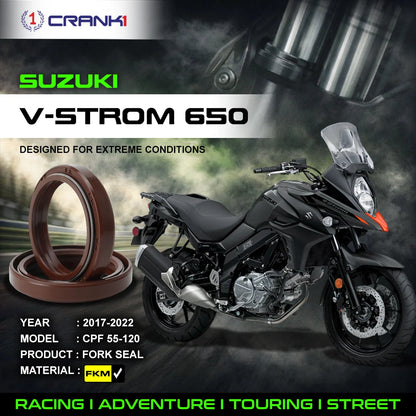 Crank1 Fork Oil Seals Pair For Suzuki V-Strom 650 (2017-2022) - CPF55-120