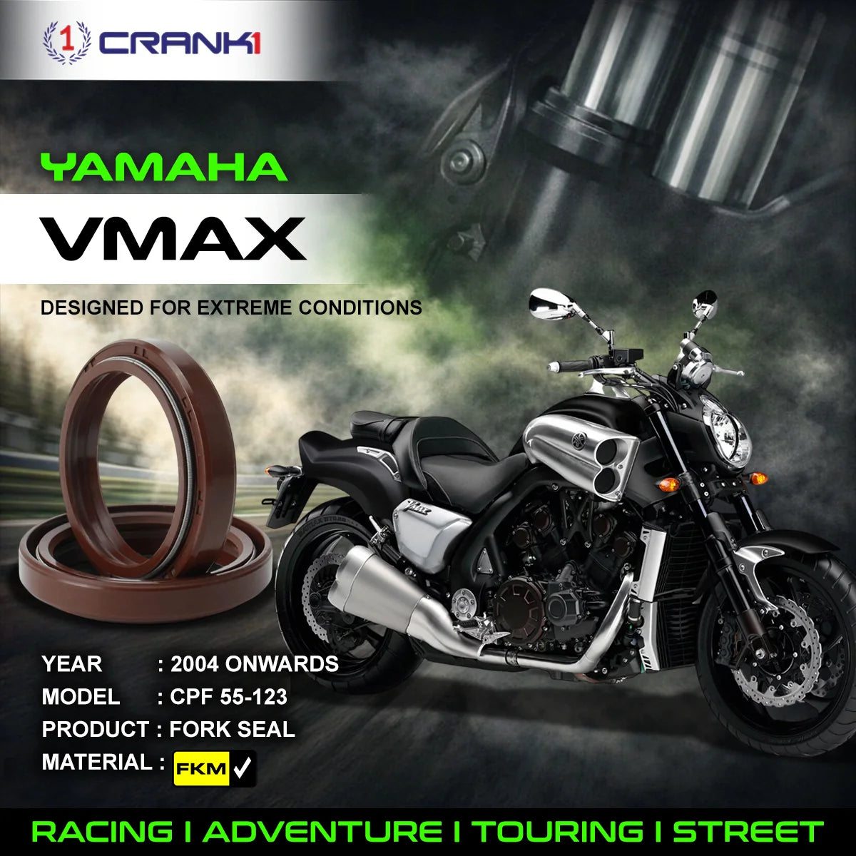Crank1 Fork Oil Seals Pair For Yamaha VMAX (2004 Onwards) - CPF55-123