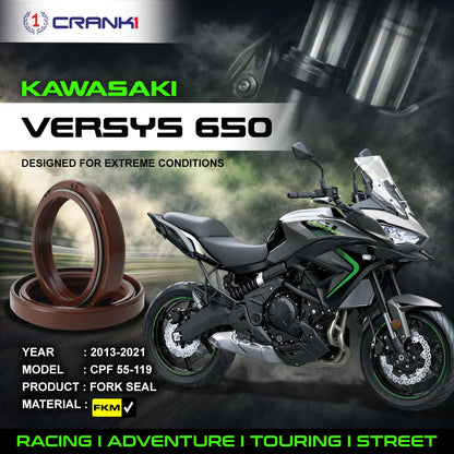 Crank1 Fork Oil Seals Pair For Kawasaki Versys 650 (2013-2021) - CPF55-119