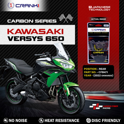 Crank1 Carbon Brake Pads For Kawasaki Versys 650 (2022 Onwards) - Rear - CFB471