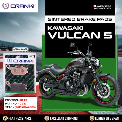 Crank1 Sintered Brake Pads For Kawasaki Vulcan S (2015 Onwards) - Rear - CB471