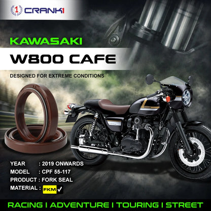 Crank1 Fork Oil Seals Pair For Kawasaki W800 Cafe (2019 Onwards) - CPF55-117