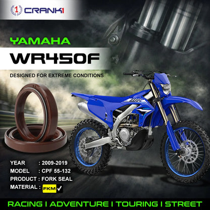 Crank1 Fork Oil Seals Pair For Yamaha WR450F (2009-2019) - CPF55-132