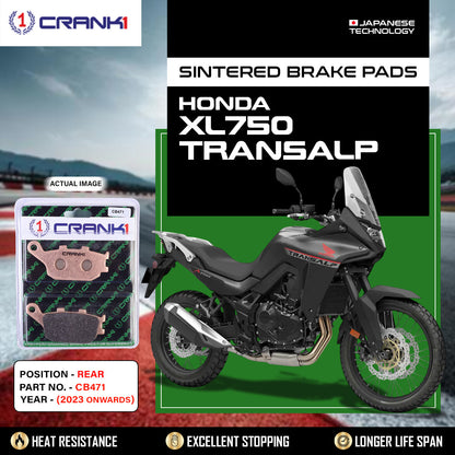Crank1 Sintered Brake Pads For Honda XL750 Transalp  (2023 Onwards) - Rear - CB471
