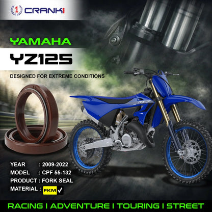 Crank1 Fork Oil Seals Pair For Yamaha YZ125 (2009-2022) - CPF55-132