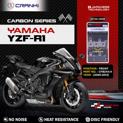 Crank1 Carbon Brake Pads For Yamaha YZF-R1 (2009-2014) - Front - CFB244/4 - 2 Sets