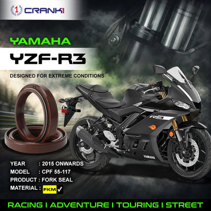 Crank1 Fork Oil Seals Pair For Yamaha YZF-R3 (2015 Onwards) - CPF55-117