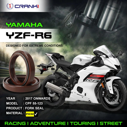 Crank1 Fork Oil Seals Pair For Yamaha YZF-R6 (2017 Onwards) - CPF55-123