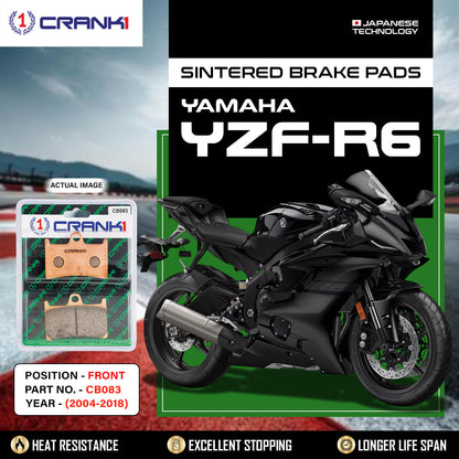 Crank1 Sintered Brake Pads For Yamaha YZF-R6 (2004-2018) - Front - CB083 - 2 Sets