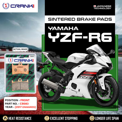 Crank1 Sintered  Brake Pads For Yamaha YZF-R6 (2017 Onwards) - Front - CB083 - 2 Sets