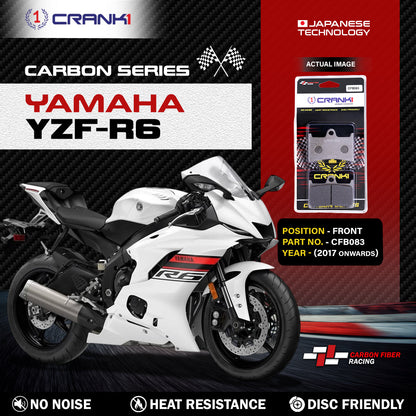 Crank1 Carbon Brake Pads For Yamaha YZF-R6 (2017 Onwards) - Front - CFB083 - 2 Sets