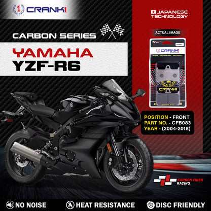 Crank1 Carbon Brake Pads For Yamaha YZF-R6 (2004-2018) - Front - CFB083 - 2 Sets