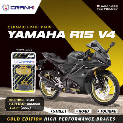 Crank1 Ceramic Brake Pads For Yamaha R15 V4 (2022) - Rear - CRM234