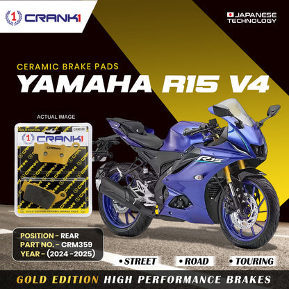 Crank1 Ceramic Brake Pads For Yamaha R15 V4 (2024-2025) - Rear - CRM359