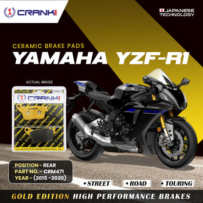 Crank1 Ceramic Brake Pads For Yamaha YZF-R1 (2015-2020) - Rear - CRM471